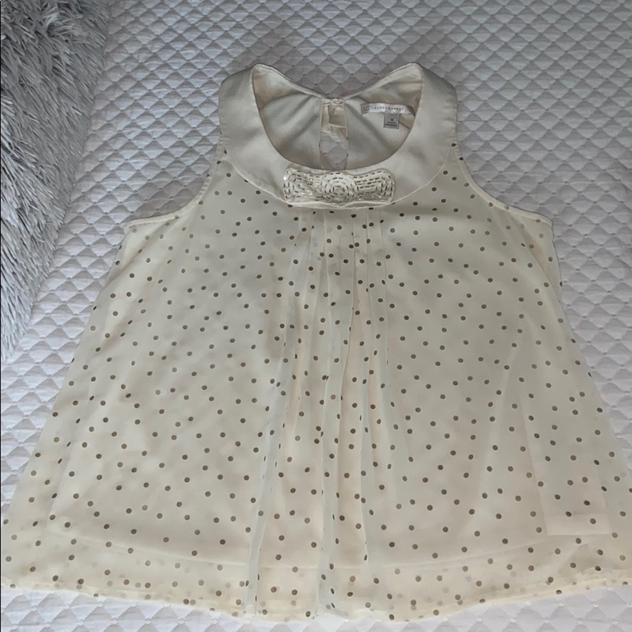 Lc - Polka Dots Cream Sleeveless Blouse